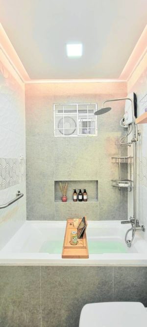 Luxe bath after renovation
