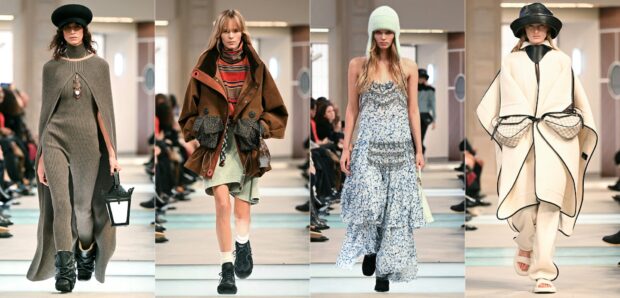 This combination of pictures shows (from L) Argentinian model Mica Arganaraz and other models presenting creations by Louis Vuitton for the Womenswear Ready-to-wear Fall-Winter 2025/2026 collection as part of the Paris Fashion Week on March 10, 2025 | Photo by Bertrand Guay/ AFP