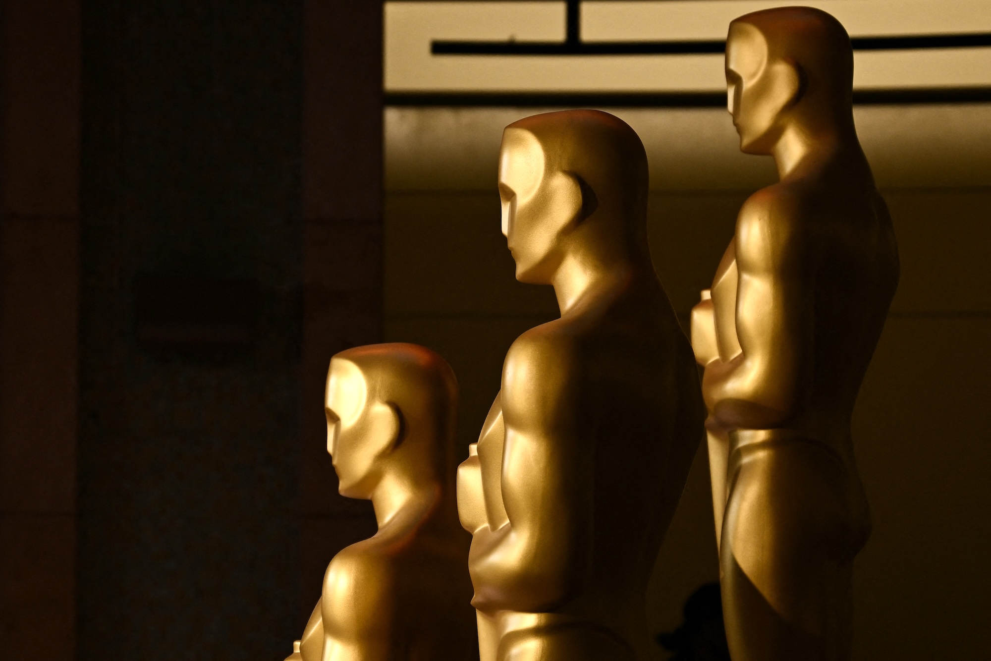 Oscars statues are displayed during preparations for the 97th Annual Academy Awards in Hollywood, California, on March 1, 2025. (Photo by Patrick T. Fallon / AFP)