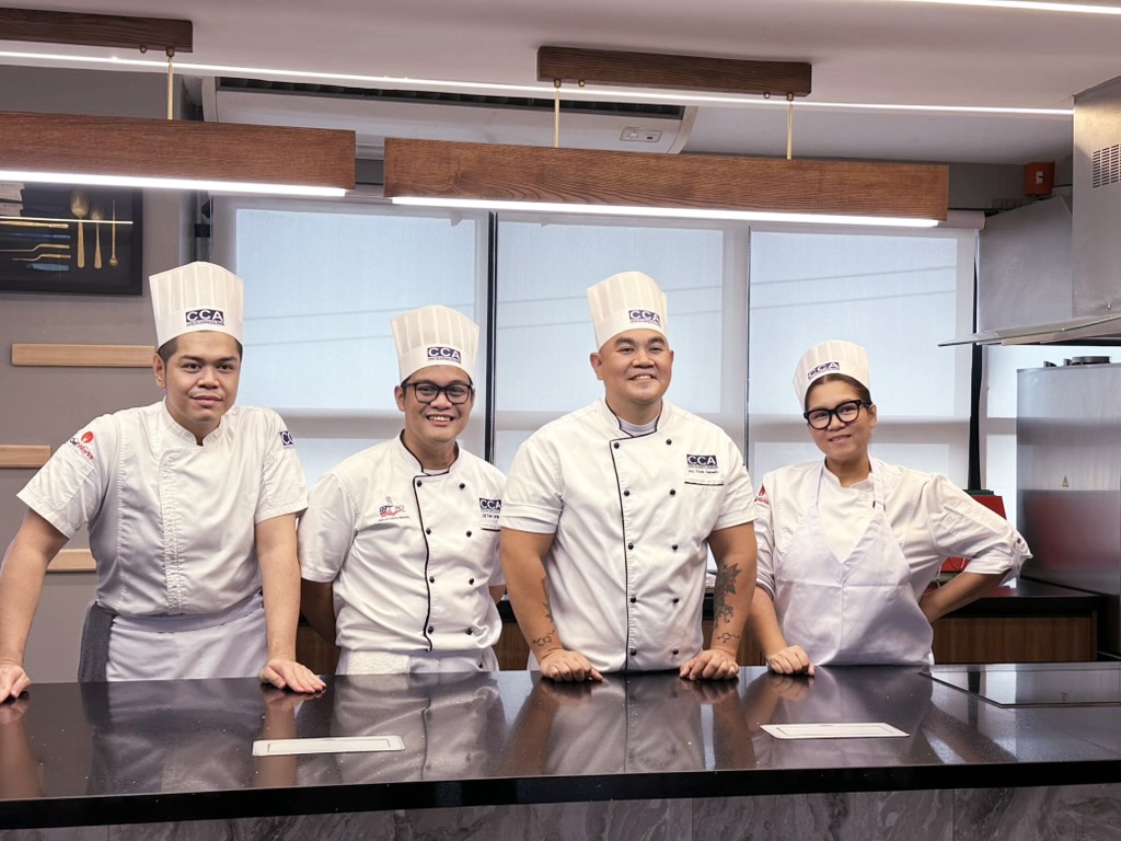 CCA Manila ACF-certified faculty (from left): chef instructors Miguel Lorino and Ram Caronongan, program manager Kerwin Funtanilla, and pastry chef Anne Atanacio